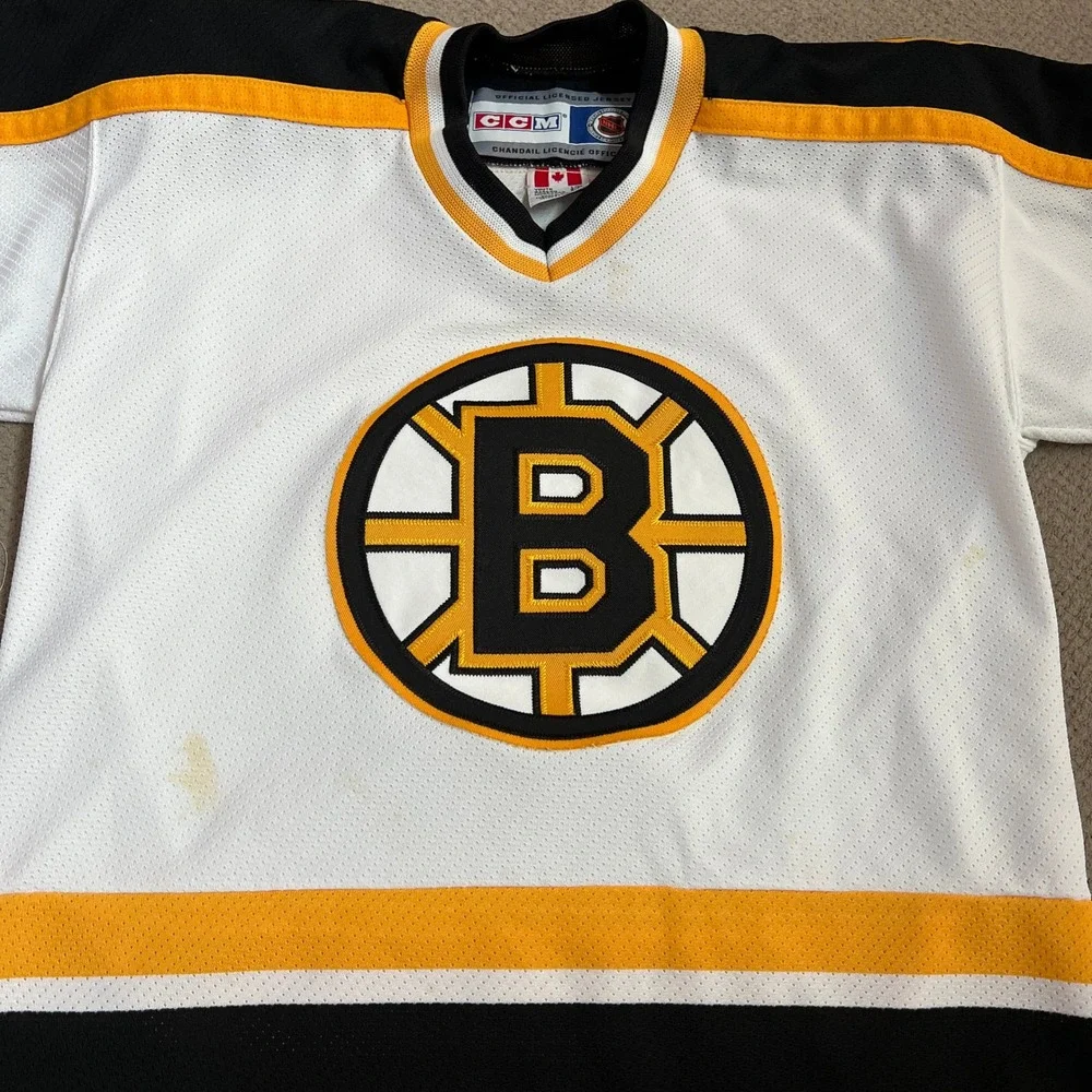 Vintage 1990s Boston Bruins CCM NHL Hockey Jersey White Youth L/XL